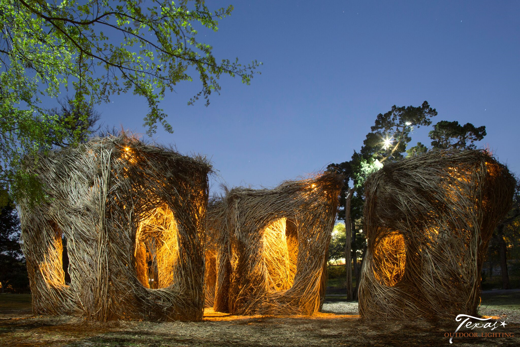 Texas Outdoor Lighting added lighting to feature Yippee Ki Yay at the Pease Park Conservancy