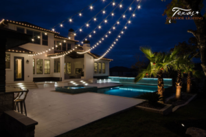 Cafe Bistro Lighting Outdoor Living Space Pool Lighting in Lakeway Texas