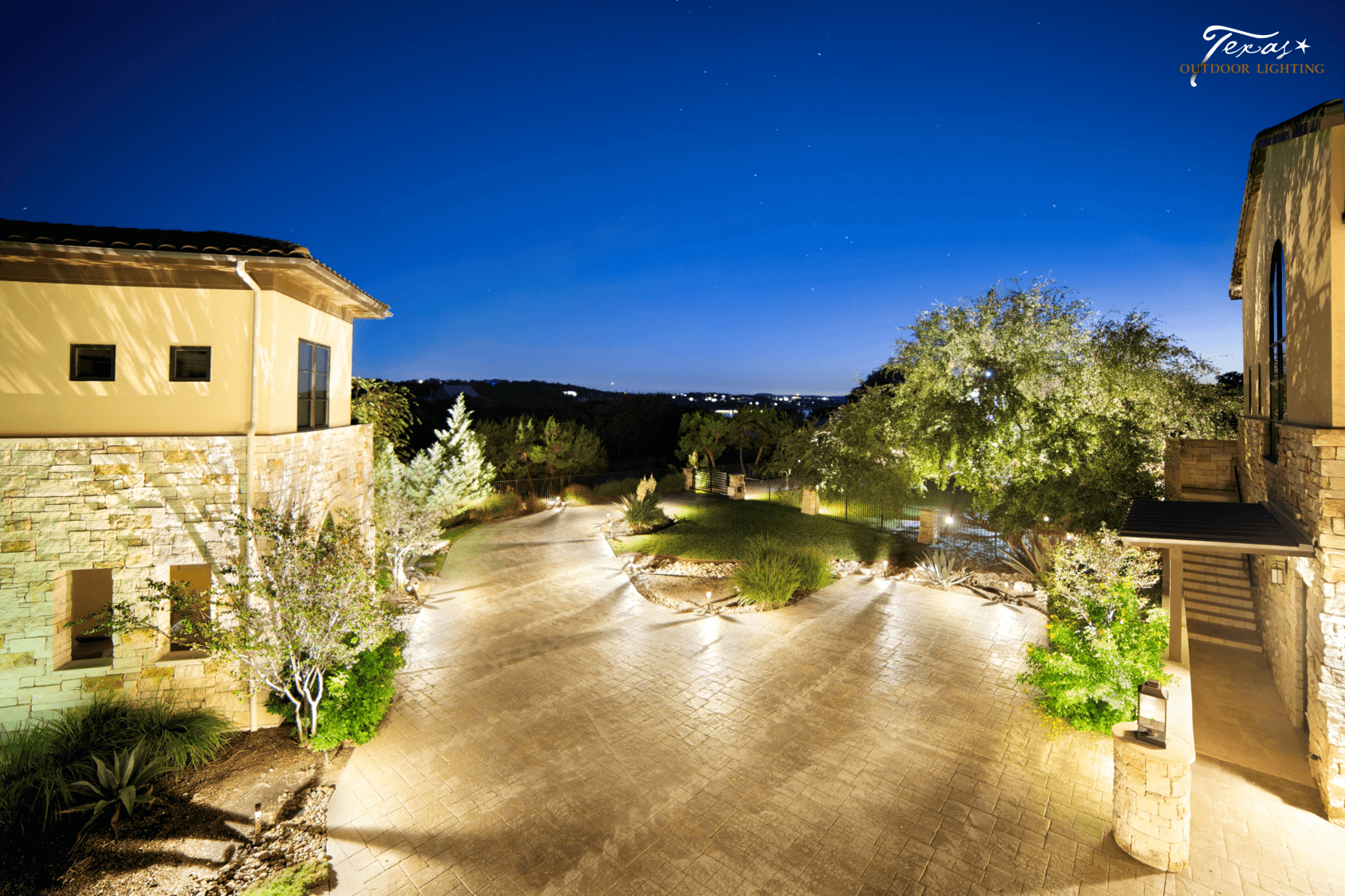 Driveway outdoor lighting providing safety and security Spicewood Texas